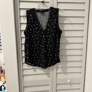 Ann Taylor Black Floral Sleeveless Blouse